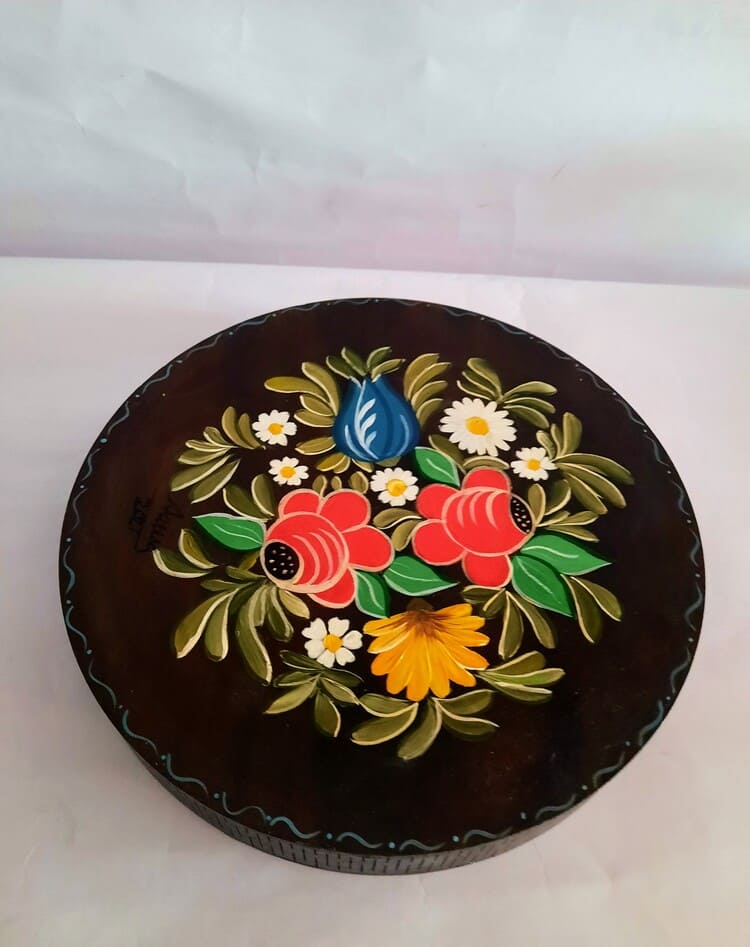 Caja redonda Flores